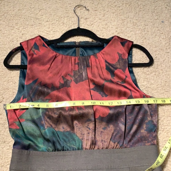Elie Tahari Silk Wool Cotton Elastane Red Blue Olive Gray Floral Sheath Dress - Picture 15 of 15